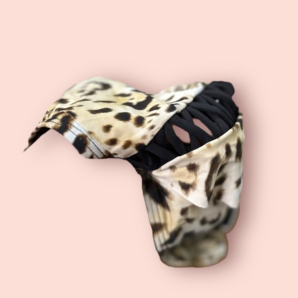 Hot Kiss size small leopard print black & brown off shoulder cheeky sexy… - Picture 10 of 13